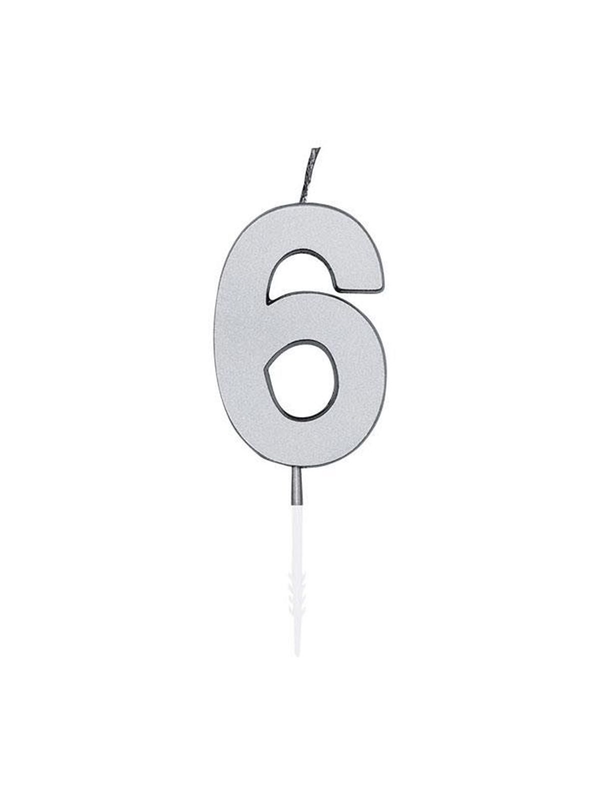 Globos Cake candle 4.5cm Metallic Silver no. 6
