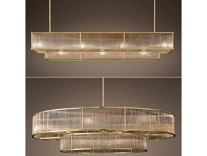 Lampe LED suspendue au design rétro américain, Luminaire décoratif d'intérieur, rond et linéaire, idéal pour une salle à manger, E14