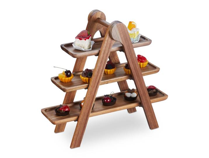 3-stöckige Etagere Holz Braun