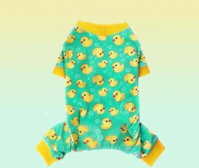 Inspired Living Cozy Yellow Duck Dog Pajamas For Small Dogs & Cats xsold