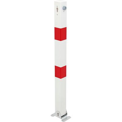 Absperrpfosten ALBERTS "Klappy, eckig, umlegbar", rot (weiß), B:16cm L:100cm, Stahl, Sicherheitsschlösser, feuerverzinkt, zum Aufschrauben, Profilzylinderschloss