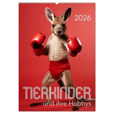Tierkinder und ihre Hobbys (Wandkalender 2026 DIN A2 hoch), CALVENDO Monatskalender