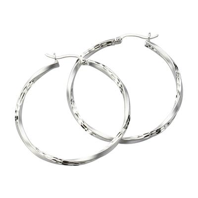 Paar Creolen ZEEME "925 Silber mattiert diamantiert", weiß, Ohrringe, Damen, one-size, Silber 925 (Sterlingsilber)