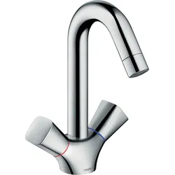 hansgrohe Logis 2-Griff Waschtischarmatur, Schwenkauslauf, ComfortZone150, ohne Ablaufgarnitur, Ausladung 145mm, chrom, 71221000