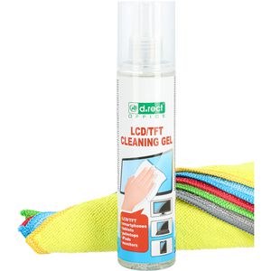D.RECT Bildschirmreiniger Reinigungsgel, 6-teilig, mit 30 x 30 cm Mikrofasertüchern & Spray ohne Alkohol, 250 ml