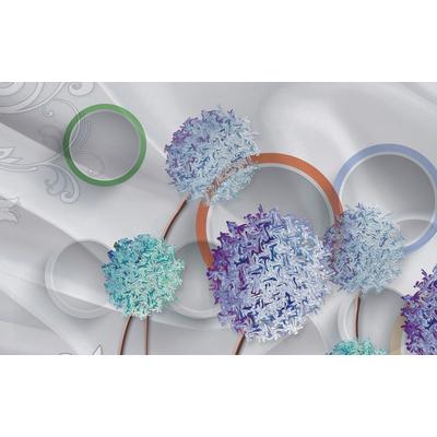 Fototapete PAPERMOON "Muster mit Blumen und Ringen", bunt, B:2,5m L:1,86m, Vlies, Tapeten