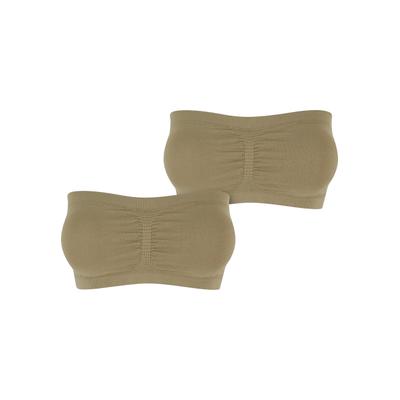 Sport-BH URBAN CLASSICS "Urban Classics Damen Ladies Pads Bandeau 2-Pack", Damen, Gr. M, Cup 0, beige (khaki, khaki), 90% Polyamid, 10% Elasthan, BHs Sport-BH