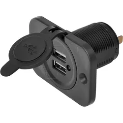 KFZ 019006 - KFZ - USB-Ladebuchse, 12/24V, 5V/2,1A, Einbau, mit Deckel