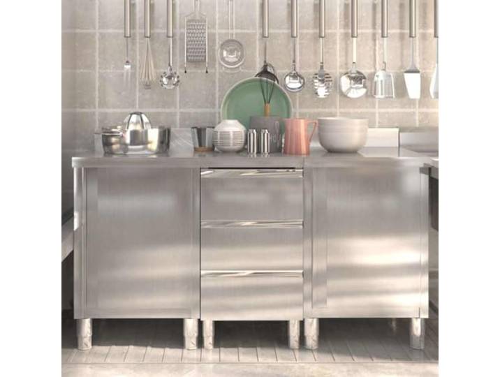 KGTKGTYER Edelstahl Gastro-Küchenschrank 3-TLG. mit Aufkantung Robust & korrosionsbeständig, Einfache Reinigung, Höhenverstellbare Füße