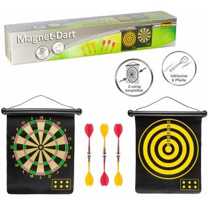 Idena Wurfspiel 40462, Magnet-Dart, ab 3 Jahre, Dartscheibe & 6 magnetische Pfeile, 2 Spieler
