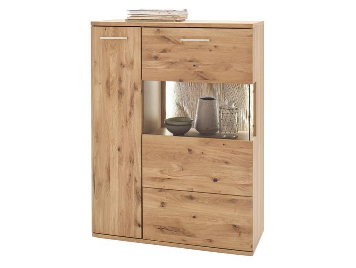 Livetastic Highboard, Eichefarben, Kunststoff, Balkeneiche,Asteiche,Eiche, furniert, teilmassiv,massiv,furniert, 90x122x37 cm, Made in EU, Kleinmöbel, Kommoden, Highboards