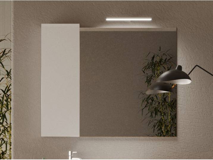 Miroir+1 colonne Fribourg salle de bain blanc/béton Blanc Brillant - Basika