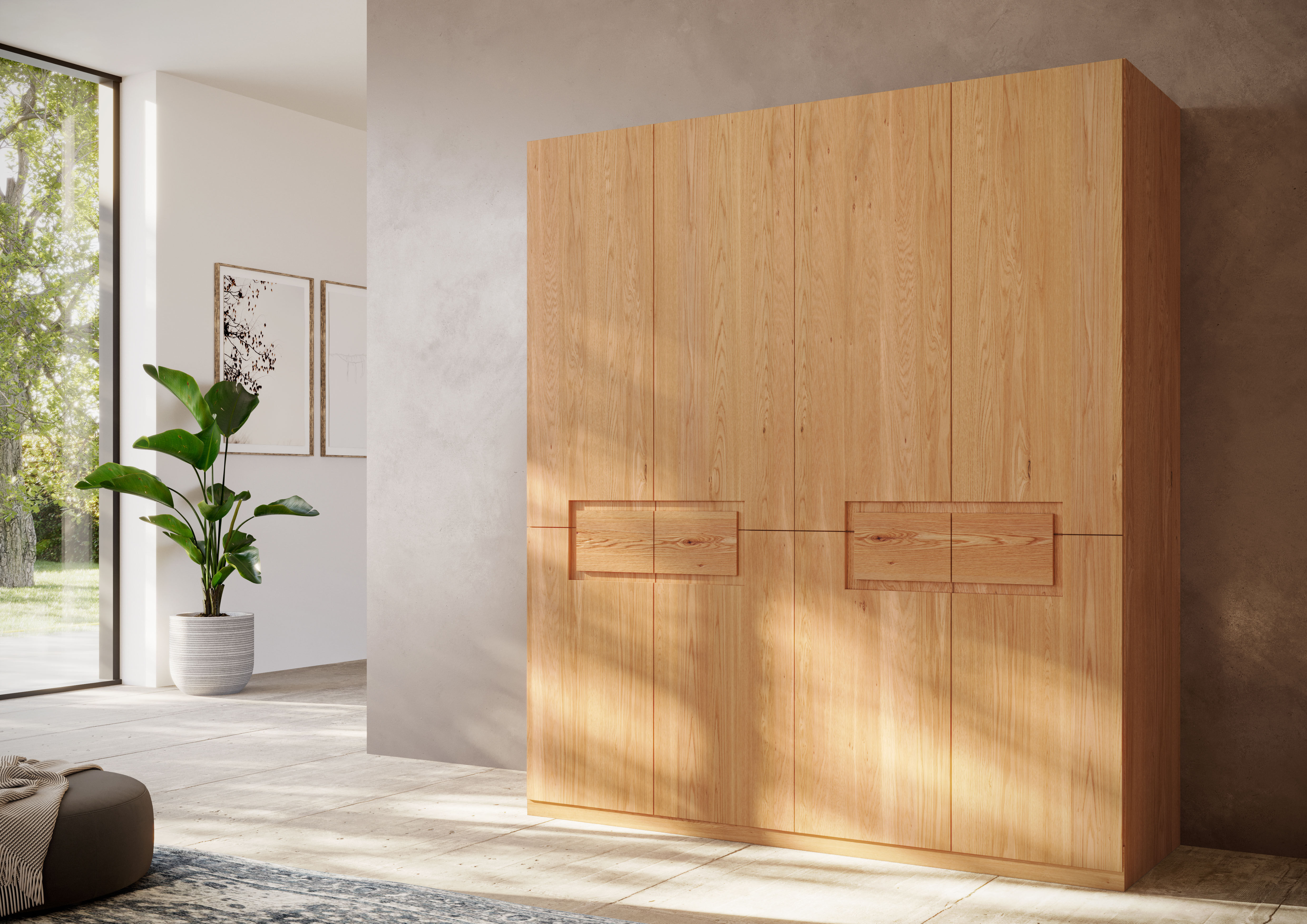 Kleiderschrank HOME AFFAIRE "Léopoldine aus Kernbuche, erhältlich in verschiedenen Breiten", transparent (braun), B:202cm H:223cm T:62cm, Massivholz, Schränke, Kleiderschrank, Massivholz-Kleiderschrank, im 50 cm Raster planbar braun Kernbuchemassiv natur,