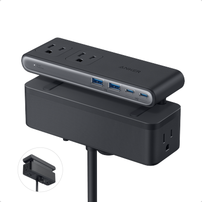 Anker Nano Power Strip (10-in-1, 70W, Clamp) Black
