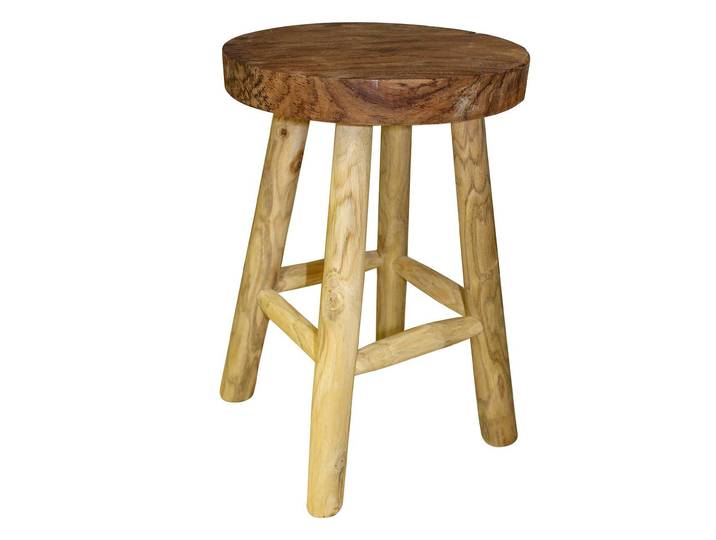 Hocker aus Teakholz, mit Fussstütze, schöne Holzmaserung, 45 x 30 cm