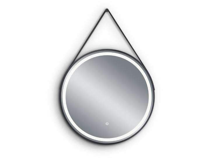 LED-Lichtspiegel MIRRORS AND MORE Finchen , schwarz, B:60cm H:60cm Ø:60cm, Metall, Spiegel, LED-Lichtspiegel, integrierte LED-Beleuchtung, mit Lederband