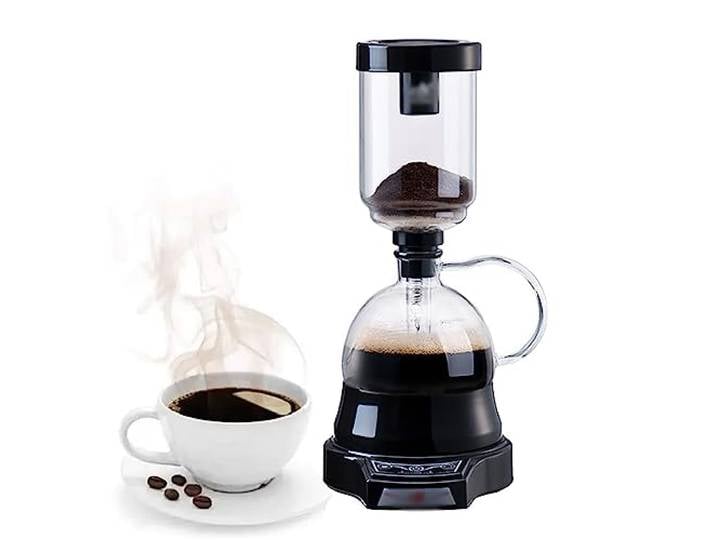 NGARY Elektrische Siphon-Kaffeemaschine, 400-ml-Siphon-Siphon-Kaffeemaschine, Brühmaschine Mit Automatischer Timer-Abschaltfunktion, 2 Gänge Einstellbar Und 60-Sekunden-Extraktion, Für Zu Hause