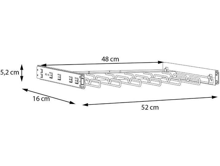 Inneneinteilung FORTE Lieferumfang siehe Piktogramm mit Maßen , grau, B:52cm H:5,2cm T:50cm, Metall, Schrankinneneinteiler, Inneneinteilung, B/H/T 52/5,2/50 cm, einfache Montage, Metall