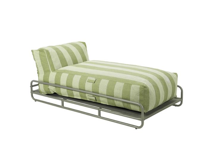 Oviala - Méridienne modulable rayée pour salon de jardin avec structure