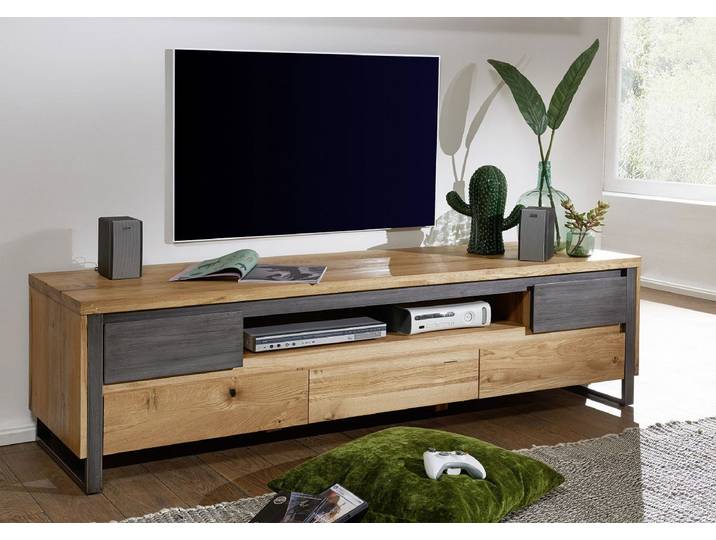 TV Board I 190cm 'Taipeh' Wildeiche & Metall gebürstet