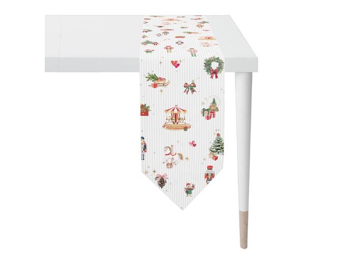 Tischband APELT 8100 , bunt (weiß, rot, grün), B:32cm L:175cm, Baumwollmischung, Tischdecken, Tischband, Ecken spriz zulaufend