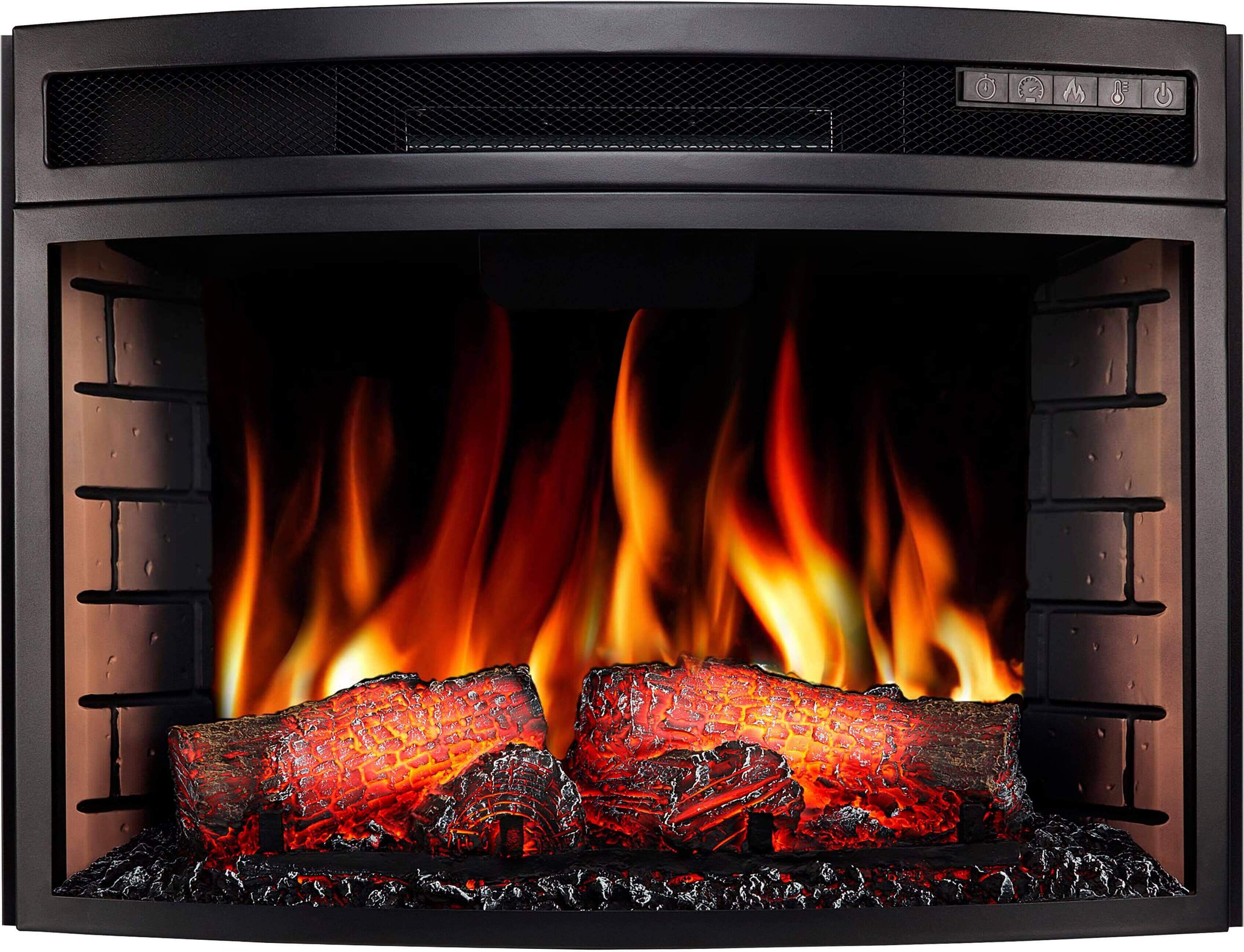ArtiFlame Elektrokamin AF25 Panoramic Elektrischer Einbaukamin mit Heizung 1600 W realistischer 3D-Flammeneffekt LED-Beleuchtung Fernbedienung Schwarz