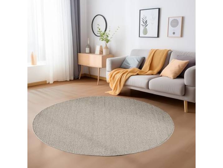Carpetsale24 Tapis de Salon Robuste Tapis à Boucles mélangées uni avec Structure Moderne Tapis décoratif Cut-Loop\, Taille: 200 cm Rond\, Couleur: Brun