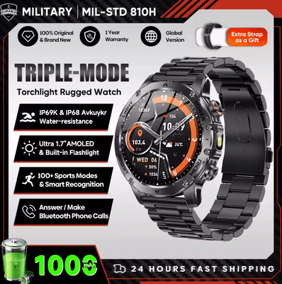 Inspire Curations 1.7 AMOLED GPS Smartwatch With Bluetooth Call, NFC & 1000mAh Battery black Steel