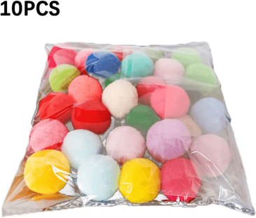 Inspire Picks 10 20 30PCS Mini Pompom Cat Toy Set Colorful Plush Balls For Active Kittens And Cats 10 Pcs