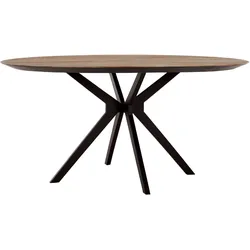 Esstisch Metropole Rund, Teakholz massiv, modern, natur, 160 cm, für 5–6 Personen