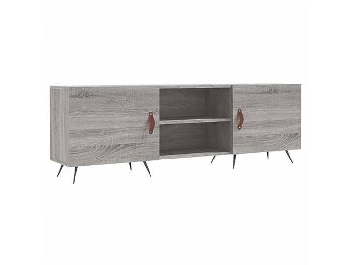GHVBNMF TV-Schrank Grau Sonoma 150x30x50 cm Holzwerkstoff Lowboard Modernes TV-Lowboard fürs Wohnzimmer mit 4 Fächern, stabiler Oberplatte und robusten Eisenbeinen für Fernseher und Deko.