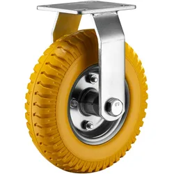 Wiltec, Möbelrollen, Bockrolle 225x58mm Transportrolle pannensicher gelb Vollmaterial