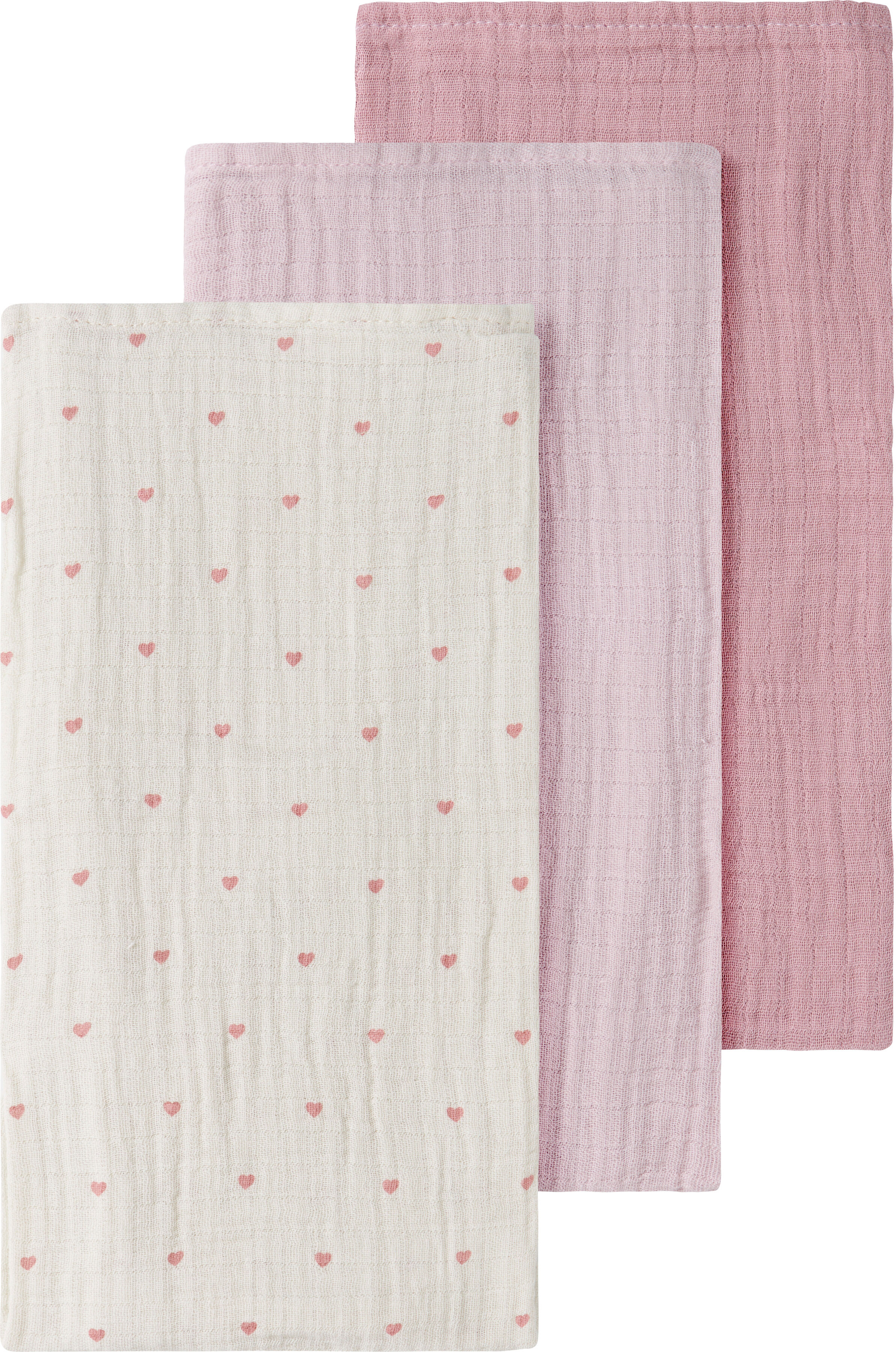Multifunktionstuch LIL' ATELIER "NBNISLEYS 3PACK NAPPIES LIL NOOS", Baby, rosa (turtledove aop:hushed violet, zephyr), Web, Baumwolle, bedruckt, Modetücher Multifunktionstuch, aus Baumwolle, bequeme Passform, mit Blumenmuster und Uni-Look turtledove aop:h
