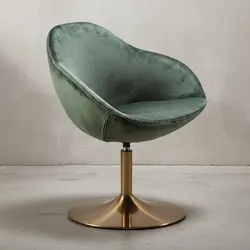 KADIMA DESIGN Loungesessel: Bequem, Drehfunktion, grün-gold, Trompetenfuß, 360° drehbar, Samtbezug, Polyester.