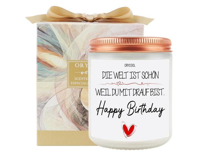 Duftkerze Lavendel 220g Sojawachs Geschenkbox, Flieder, Paraffin, 11 cm, Dekoration, Kerzen & Kerzenhalter, Duftkerzen