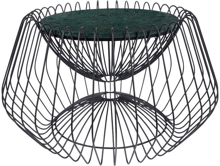 Beistelltisch KAYOOM Malibu 325, Beistelltisch mit edler Marmorplatte , grün (grün, schwarz, schwarz, grün), B:60cm H:35cm T:60cm, Eisen, Marmor, Tische, Beistelltisch, ø-Marmorplatte: ca. 37 cm, angesagtes Metalldesign, pflegeleicht