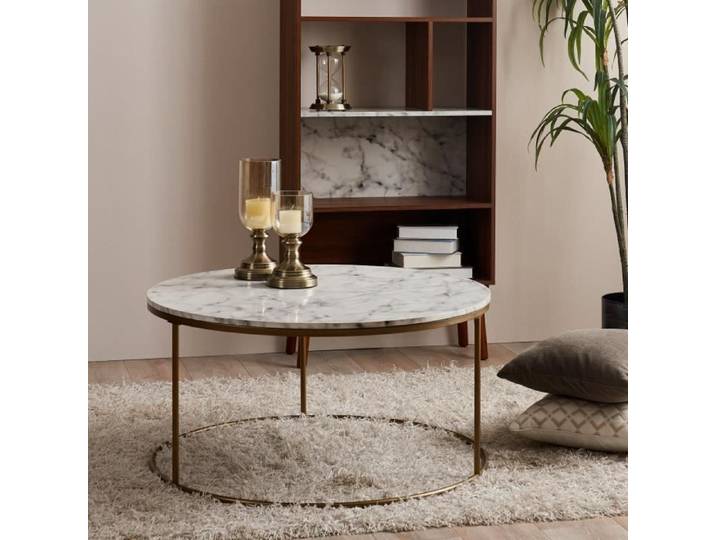 Table basse ronde Teamson Home marbre/dore 91 X 91 X 46