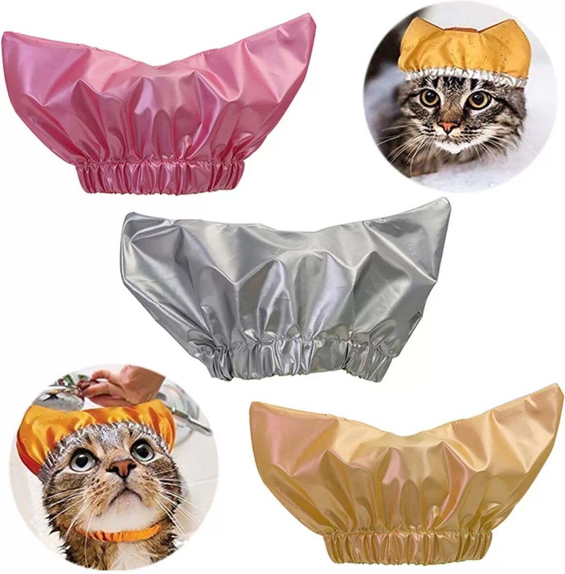 INF Bonnet de Douche Étanche pour Animaux - Protection des Oreilles pour Chiens et Chats Argent S