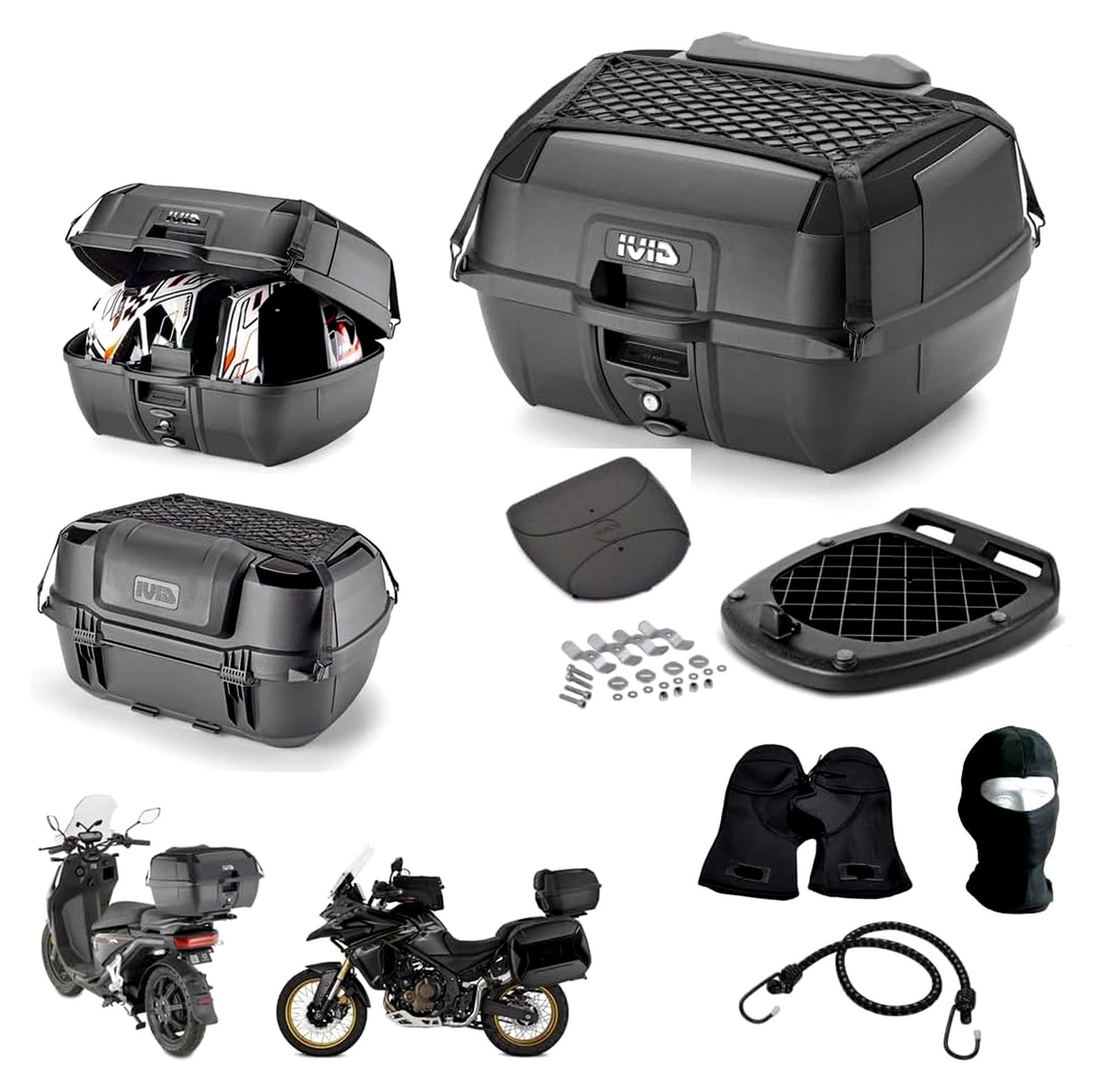 Mit 1340 Softail Classic Koffer B45B+ Koffer 45 Lt All Schwarz Mit Elastischem Netz + Rückenlege + Matte + Platte + Monock-Satz