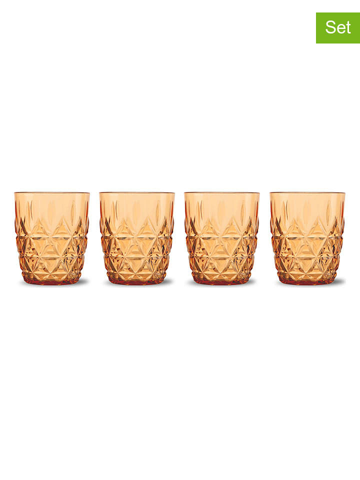 Sagaform 4er-Set: Gläser ''Juni'' in Orange - 280 ml - onesize