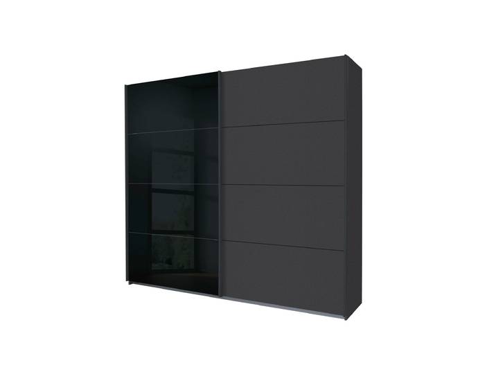 Schwebetürenschrank grau Glas 226 cm 2-türig - rauch - QUADRA