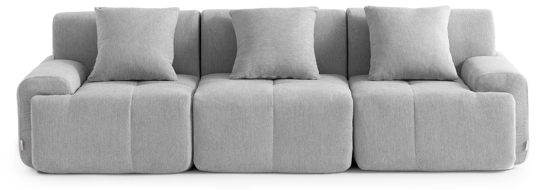 MILYSOFA SOFAMOUS 3-Sitzer-Modulsofa, geradlinig, aus mineralgrauem Chenille-Stoff