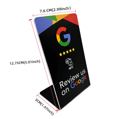 ReviewTap NFC Google Review Acrylic Stand And Card NTAG215 Waterproof black r