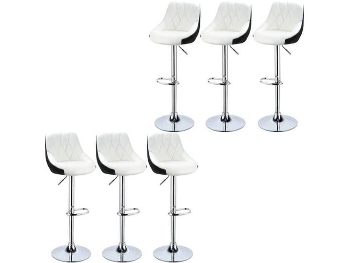 JEOBEST® TABOURET DE BAR (BLANC NOIR) SET DE 6