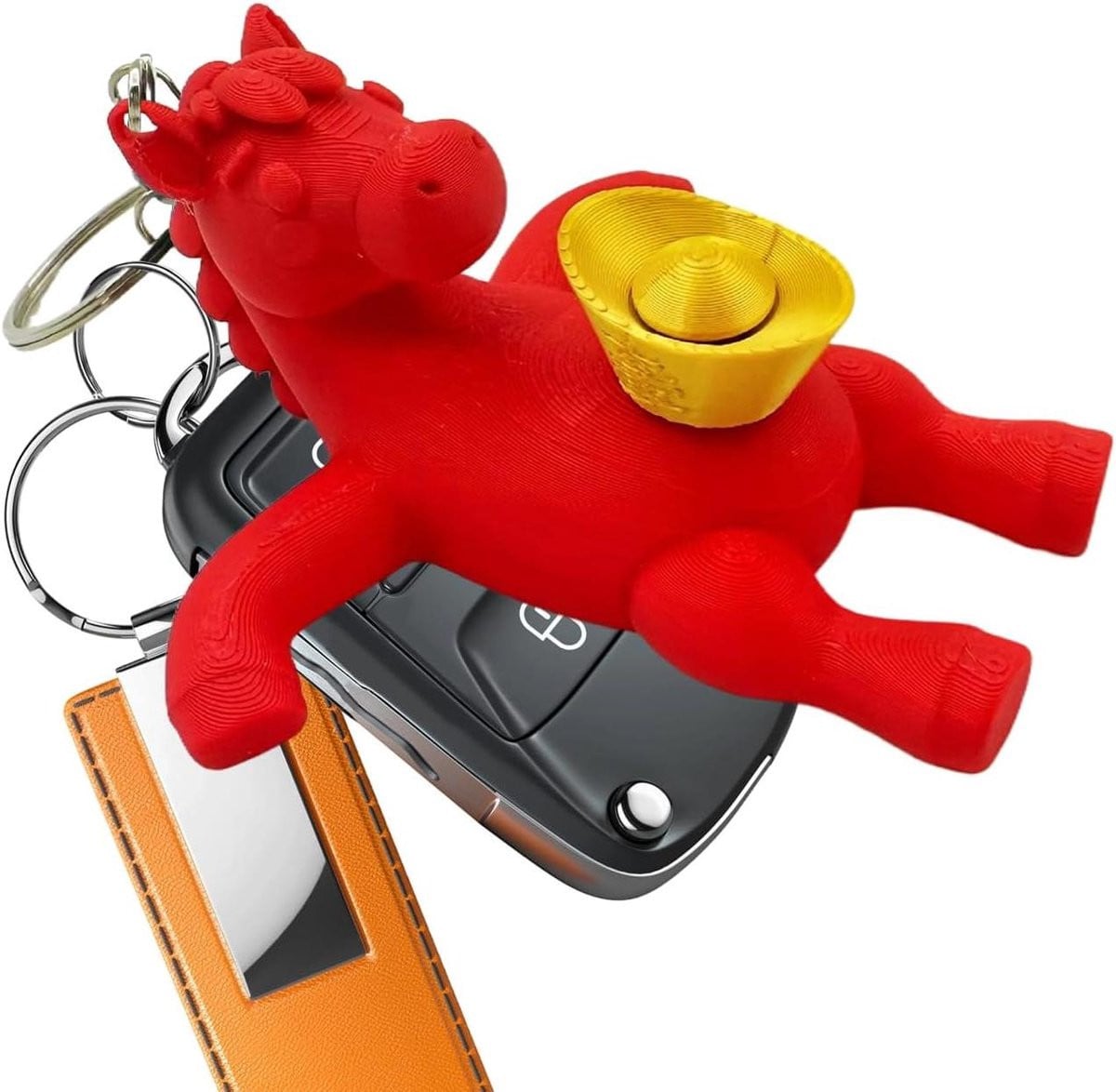 Silvester Decoratief paardenbeeldje in rood en goud - B/D/H: 10,1 x 9,6 cm
