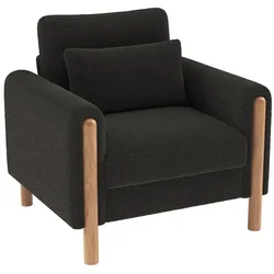 Sessel aus Teddy-Samt mit dicken Kissen, bequemer Loungesessel Massivholzrahmen Wohnzimmerstuhl ergonomisch 87x83x88 Dunkelgrau