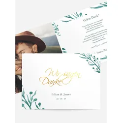 Dankeskarten Hochzeit selbst gestalten mit Spruch und Fotos im Onlinedesigner bei Meine-Kartenmanufaktur.de