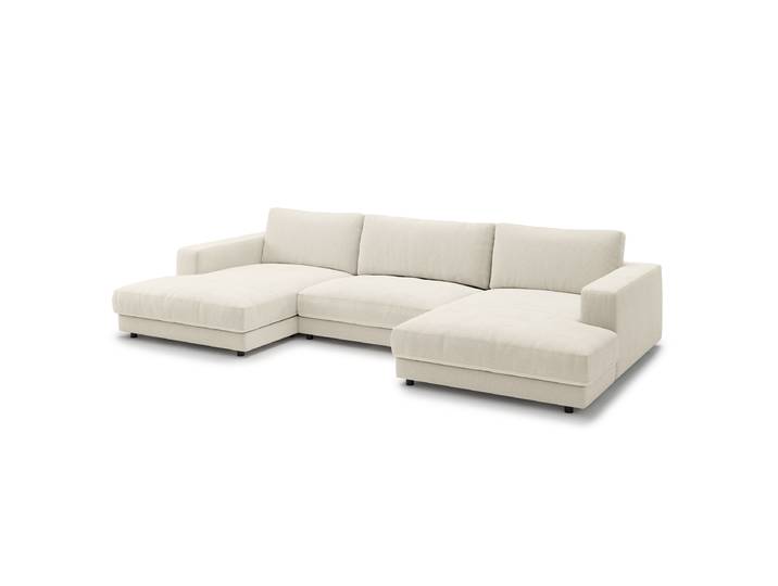 Wohnlandschaft Weiß Feincordstoff Feena 190cm Gleichschenklig Modern Taschenfederkern