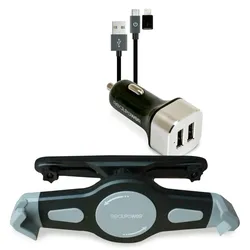 RealPower Tablet Car Set Zubehoer-Set fuer Tablets Aktive Halterung Tablet/UMPC Schwarz, Silber