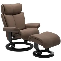 Stressless Sessel mit Hocker Magic Classic Leder Braun Batick Mole M (Medium)